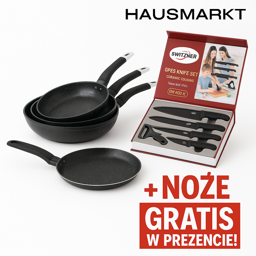HausMarkt™ Zestaw Patelni Premium + Noże Ceramiczne GRATIS