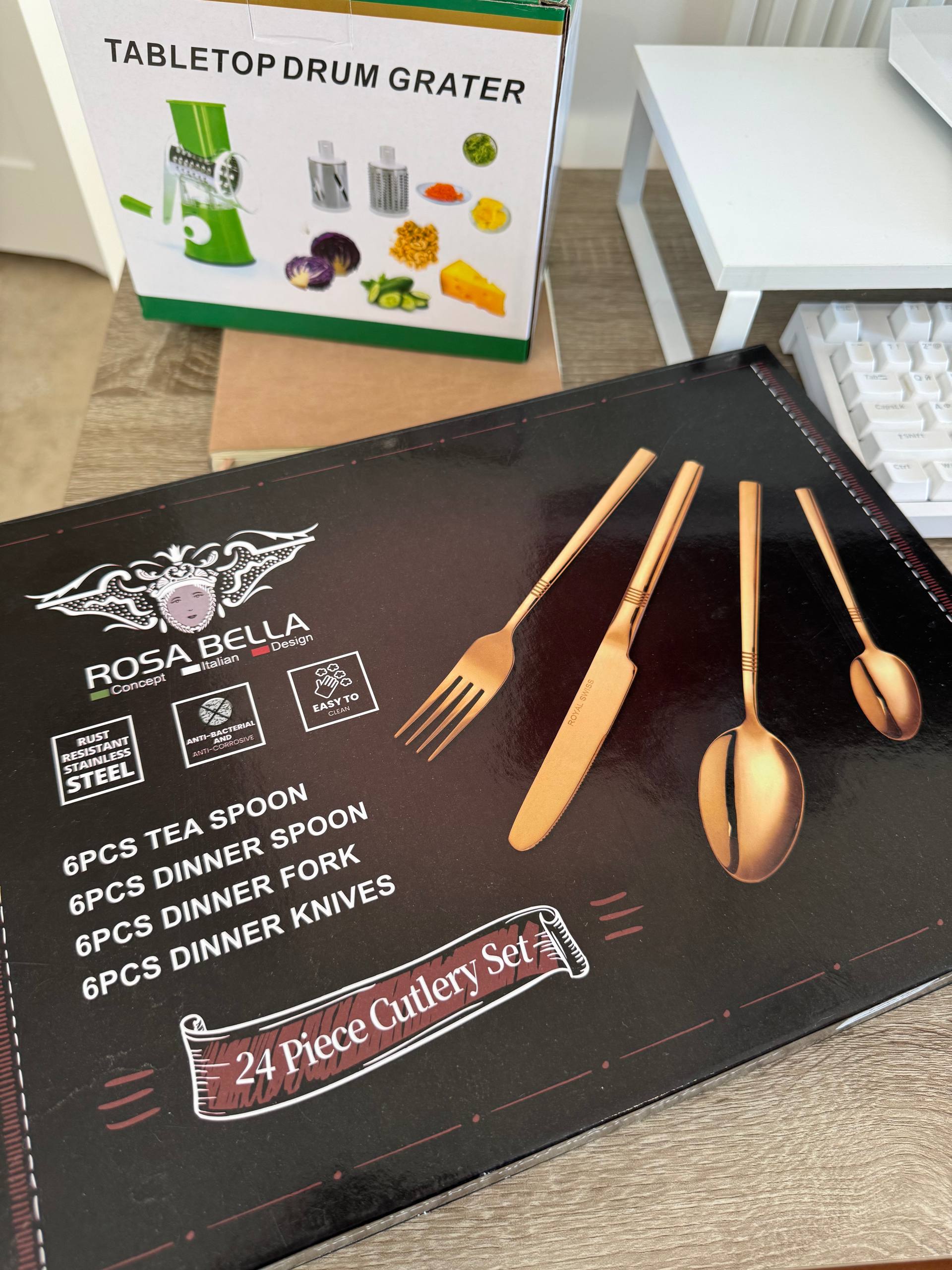 HausMarkt™ Komplet Sztućców Złoty 24-częściowy